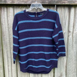 NWOT Cable and Gauge Blue Striped Knit Sweater